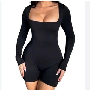 Salty Erin Square Neck Long-Sleeve Romper Size Large